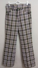 Vintage VTG 70s Kazoo Retro Plaid Trousers Pants Mens Knit Slacks