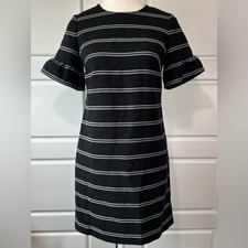 LOFT Black and White Bell Sleeve Dress