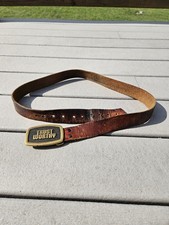 70s Vintage TRUSTWORTHY Brass Buckle Boho Western Sunburst Tooled Leather Belt