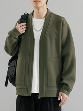 Men Knitted Cardigan Jacket Slim Long Sleeve Casual Sweater Coat Hoodie