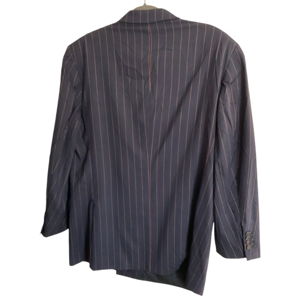 Abrigo Traje Belvest Para Hombres 44R Azul Marino Rayas Hecho en Italia Lana Super 150s Foto 2 de 4