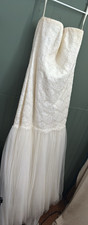 Galina Ivory Lace Strapless Mermaid Wedding Dress Full-Length Size 12