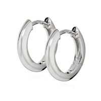 Paar Klappcreolen 925 Silber Glanz Rhodiniert 15Mm Damen Creolen Ohrringe