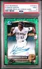 2025 Bowman Chrme Konnor Griffin PROSPECT Green Shimmer ON CARD RC Auto/99 PSA 9