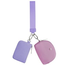Mini Keychain Wallet Women Zip Dual Pouch Wristlet Keychain Purse Small Wallet