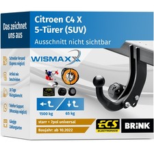ANHÄNGERKUPPLUNG für Citroen C4 X ab 22 starr BRINK +7pol E-Satz ABE