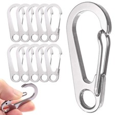 10PCS 1.77 Inch Stainless Steel Clip Spring-Snap Hook,EDC Mini Carabiner Cust...