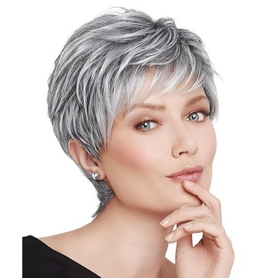 BECUS Gray Pixie Cut Wig   Short Wigs for Women Synthetic, Short,