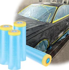 4 Rolls Pre-Taped Masking Film, Paint Adhesive Protective Film Roll, 60 Blue