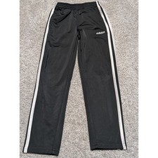 Kids Adidas Black Track Pants Joggers White Stripes Size 6