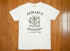 VELVA SHEEN White Printed Reggae Rasta Jamaica Pocket T-shirt Size M MADE IN USA