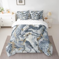 Marble 7 Pcs Comforter Set Twin Size Ink Fluid Bedding Modern Marbling Art Be...