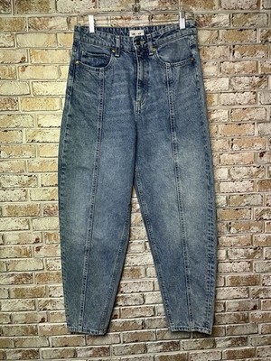 Lee x H&M Jeans Womens 8 Blue High Waist Tapered Leg Denim Distressed