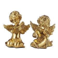 Set of 2 Cherubs Baby Angel Statue Figurine Garden Angel Sculpture Table Cent...