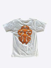 Chrome Hearts White Orange Striped Dagger Logo T-Shirt