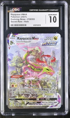 Pokémon 2021 Rayquaza VMAX Secret Rare-Holo Evolving Skies #218 CGC 10