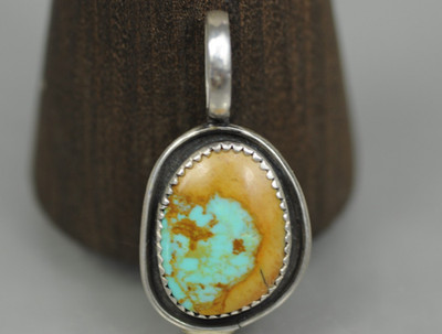 Turquoise Pendant Royston Nevada Blue Webbed 925 Sterling Silver Vintage NEW NOS