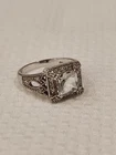 Sterling Silver CZ Marcasite Art Deco Ring FAS Vintage Style Statement Size 11