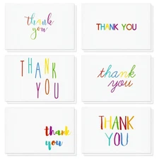 48 Pack 4x6-inch Bulk Thank You Cards with Envelopes (6 Assorted Designs)
