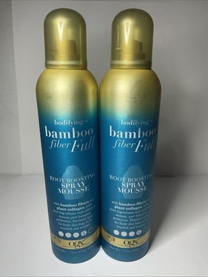 2x OGX Bodifying + Bamboo Fiber Full Root Boosting Spray Mousse 7.75 Oz