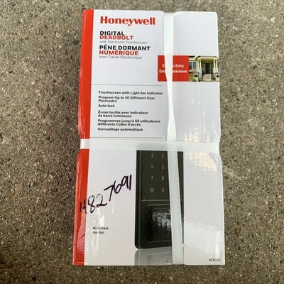 Honeywell 8635212 Matte Black Electronic Deadbolt Lighted Kypad TouchscrNEW(151) - Image 1 of 4