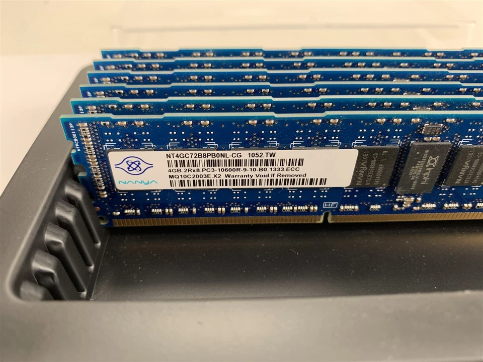 Memoria RAM de servidor 24 GB NANYA 6X 4 GB 2Rx8 PC3-10600R ECC REG NT4GC72B8PB0NL-CG Foto 2 de 2