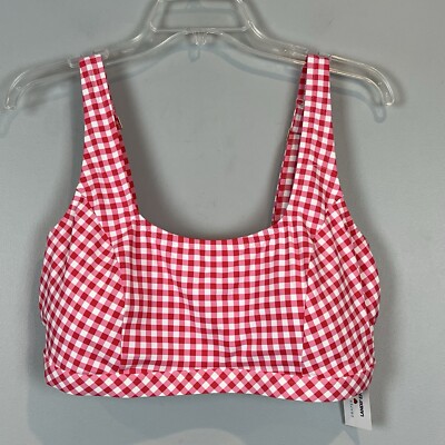 Lands End Draper James Womens Bikini Top 18W Bathing Suit Gingham Check Pink NWT
