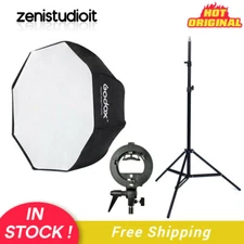 US Godox 80/120cm Umbrella Softbox+S-Type Bracket Stand For Rectangle Flash Head