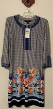 Sami Dani Womens Medium Colorful Vneck Knee-Length 3/4-Sleeved Dress NWT! A3716r