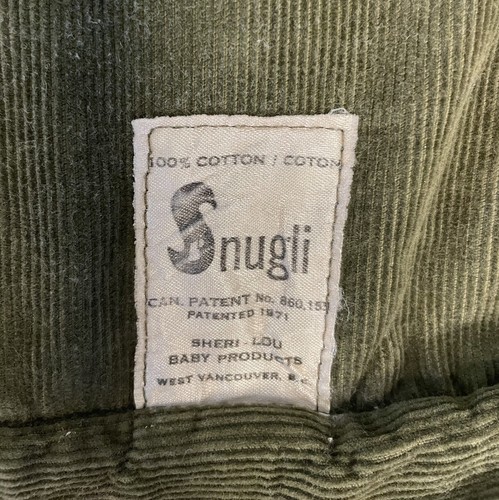 Vintage SNUGLI Baby Carrier Sling Backpack 70’s Green Corduroy Cotton, Sheri-Lou - Picture 5 of 7