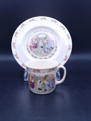 Royal Doulton Bunnykins Celebrate Your Taufe Becher & Teller Set - Neu mit Box