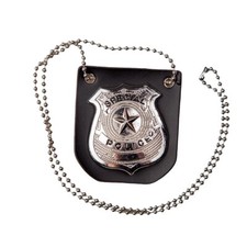 Fake Police Badge On Metal Chain Fancy Dress Costume Cop Accessory
