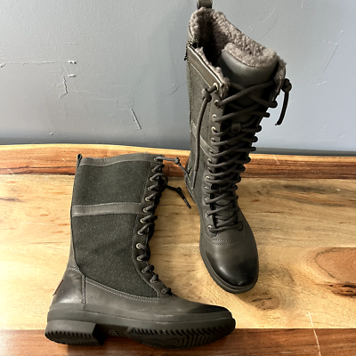 UGG Elvia Slate Green Waterproof Leather Wool Boots Women's Size