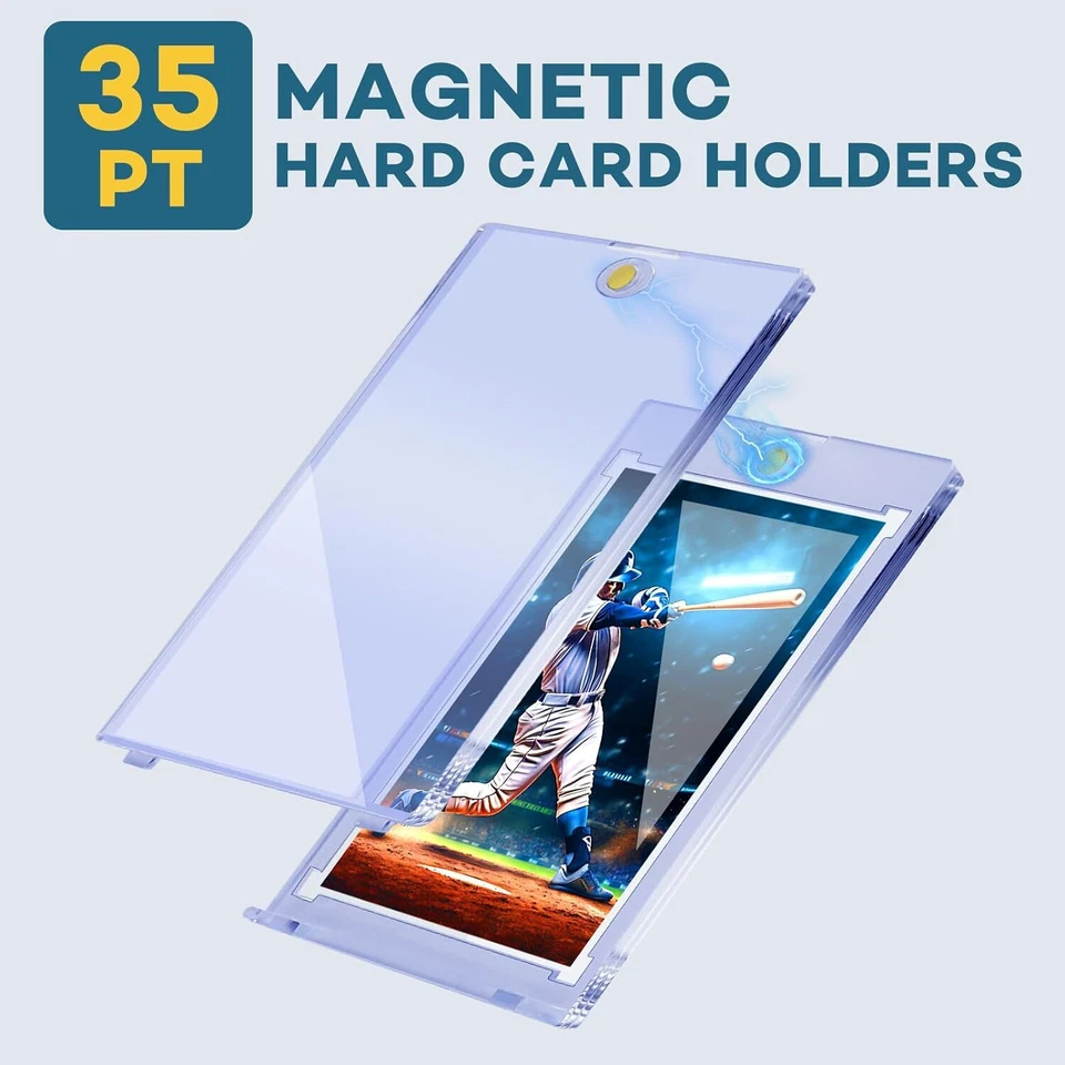 100 Pack Magnetic Trading Sports Card Holders 35pt One-Touch Hard UV Protection - Image 4 of 4