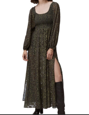 french connection green maxi dress Aurey Smocked Dress, 2 / nav-477