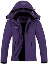 Moerdeng Women's Waterproof Ski Jacket Warm Winter Snow Coat Purple, L