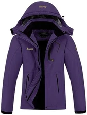 MOERDENG Women's Waterproof Ski Jacket Warm Winter Snow Coat Purple, L