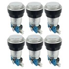 6 x White 5V LED T10 28mm Round Illuminated Arcade Push Buttons & Microswitches