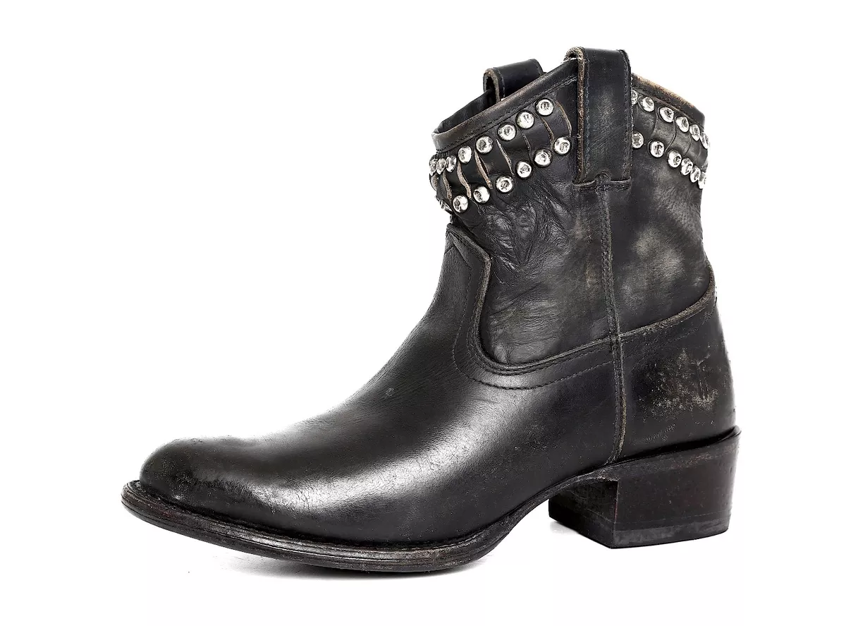 FRYE Diana Studded Leather Short Boot Black Women Sz 6 B 5852 eBay