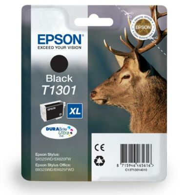 T1301 Schwarz Original Epson Drucker Tintenpatrone C13T13014012 Hirsch Tinte