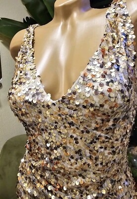david meister gold sequin dress David Meister