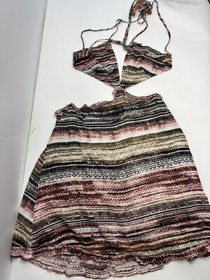 NWT Dainty Hooligan Halter Top or Mini Dress Women's Size M Print Cut Out Waist