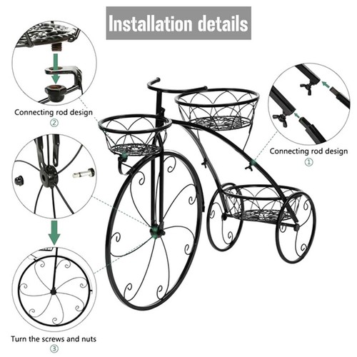 Bicycle Style Flower Pots Indoor Outdoor Garden Shelf Rack Metal Plant Stand AU - Picture 9 of 12