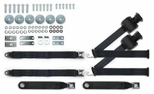 1964-75 Buick Black Shoulder Belt Kit 20" Pushbutton Buckles & Hardware