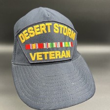 Vintage Desert Storm Veteran Baseball Hat Made In USA With Ribbons Black