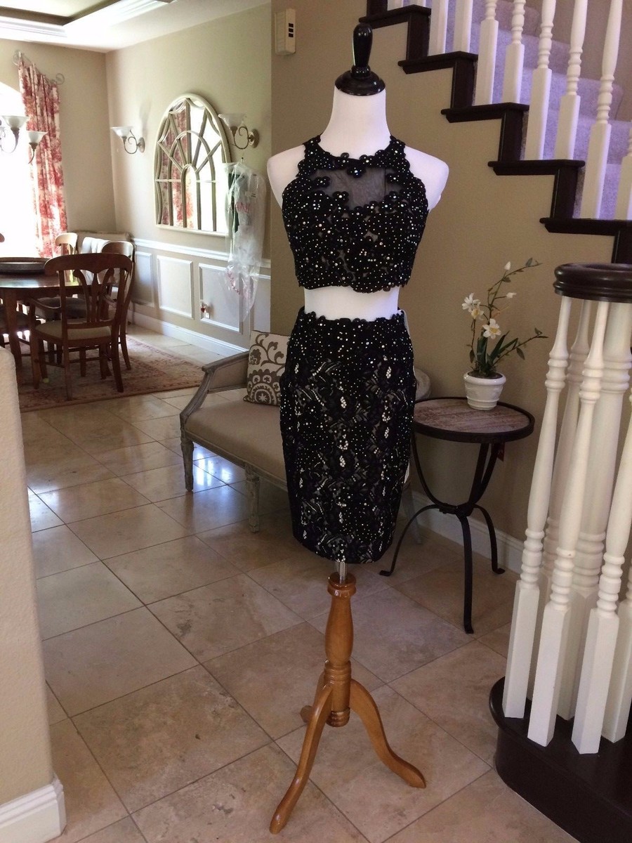 jovani black two piece prom dress Strapless Beaded Corset Two Piece Gown 49439