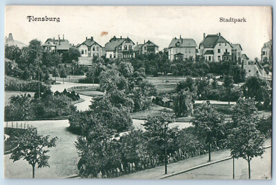 Schleswig-Holstein Germany Postcard Flensburg Stadtpark c1910 Unposted Antique