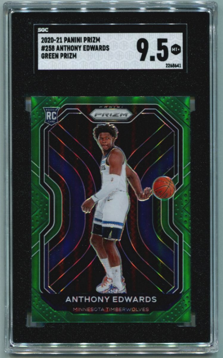 2020-21 Panini Prizm #258 Anthony Edwards Green Prizm Rookie SGC