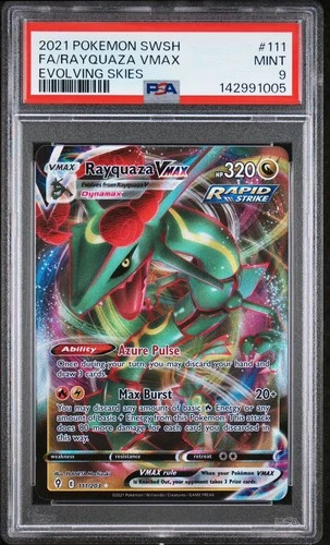 2021 POKEMON SWORD & SHIELD EVOLVING SKIES #111 FULL ART/RAYQUAZA VMAX PSA 9