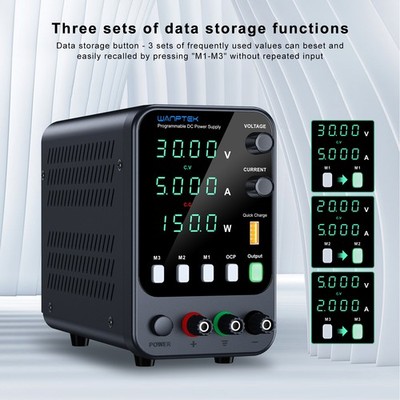 Adjustable 0-30V 5A Lab DC Power Supply Variable Bench Source Internal Memories